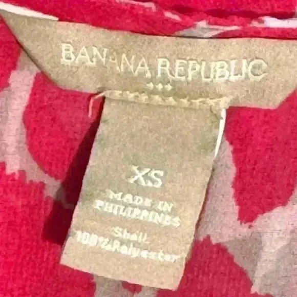 Banana Republic Women's XS Pink Animal Print Sheer Blouse Long Sleeve V-Neck - Picture 4 of 4